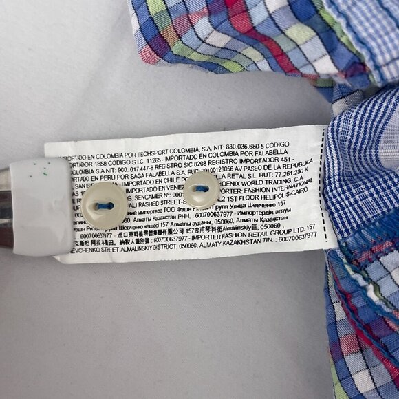 90's Desigual Long Sleeve Plaid Patchwork Floral Button Up‎ Shirt Unisex Mens M - Picture 8 of 12